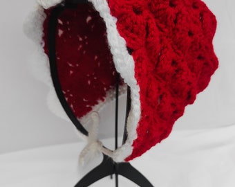 Children's Christmas bonnet hat | Festive bonnet | Red and white | Santa hat