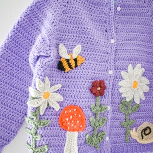 CROCHET PATTERN Enchanted garden cardigan | Flowery cardigan for kids pattern only | With all appliques