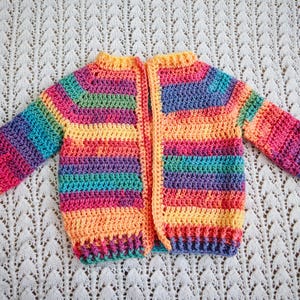 Multicoloured kids cardigan | Children&#39;s cardigan | rainbow children&#39;s clothing | Crochet cardigan | Handmade cardigan