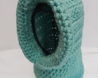 Hooded cowl light turquoise | Winter hat | Warm and chunky hat and scarf | Unisex hooded snood | Crochet cowl for toddlers to young child|