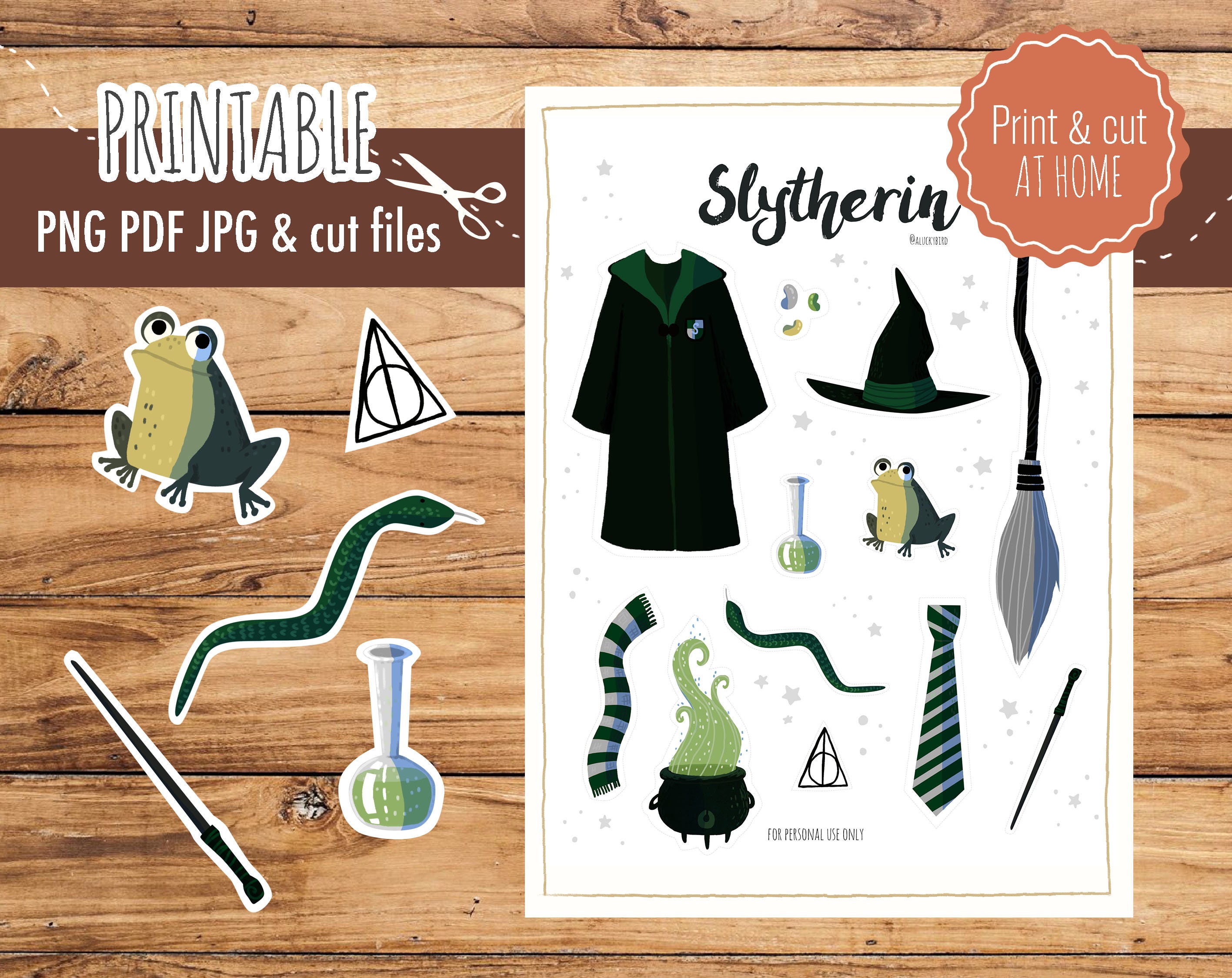 Harry Potter Slytherin Printable Sticker Sheets | Etsy