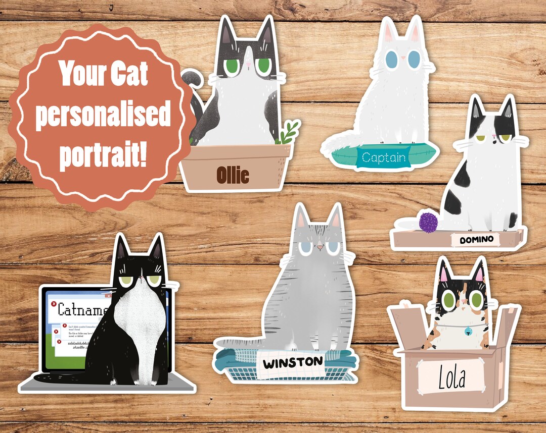 Cat Layout Sticker Custom Cat Sticker - Personalise Your Own! - Etsy