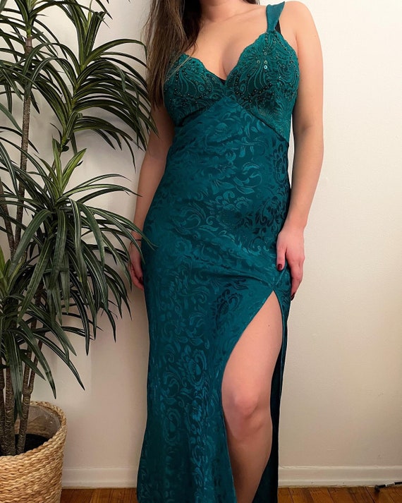 Vintage Victoria Secret Emerald Green Slip Dress - image 1