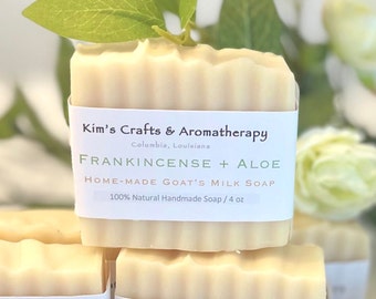 Homemade Goats Milk Soap with Frankincense and Aloe, Cold Process Soap, Bath & Beauty Gift