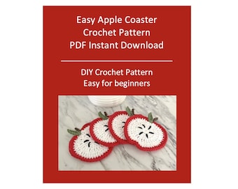 Apple Coaster Crochet Pattern Easy For Beginners with Picture Illustrations, PDF Instant Download