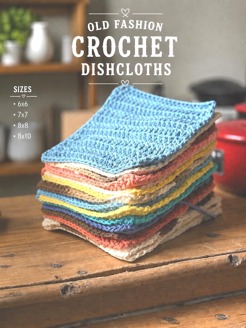 Handmade Cotton Crochet Dish Cloths | Reusable Kitchen Washcloths | Farmhouse Kitchen Decor