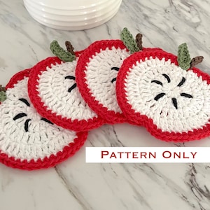Crochet Apple Coaster Pattern