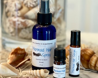 Mermaid hair-conditioning spray and serum using essential oils, mermaid hair shampoo bars, gift for her