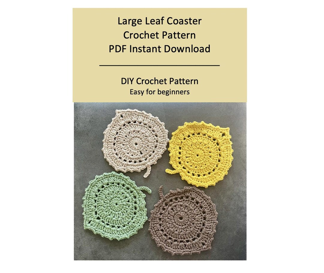 Large Leaf Coaster Crochet Pattern Instant PDF Download, Falling Leaves ...