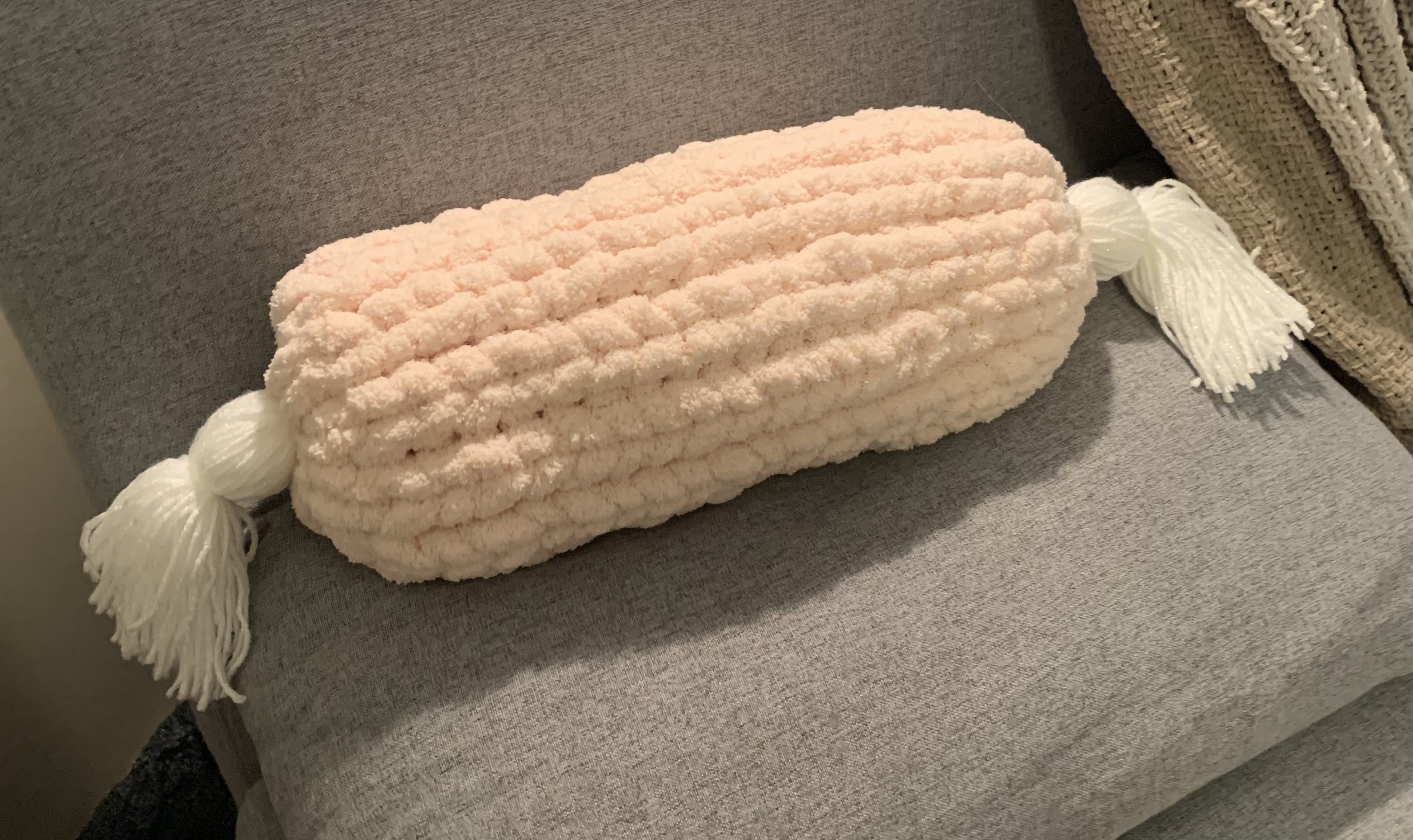 Hand Crocheted Chunky Tube Pillow w/tassels Etsy