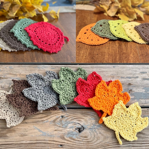 Crochet Leaf Coasters, Falling Leaves, Maple Leaves, Fall Decor, Kitchen and Dinning, Thanksgiving, Homemade Gift