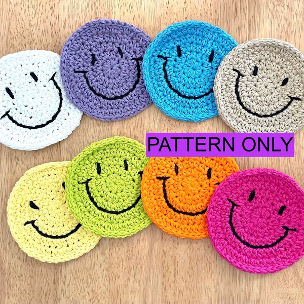 Crochet Smiley Face Coaster Pattern