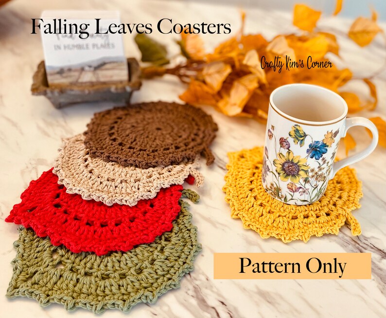 Large Leaf Crochet Pattern | Nature Inspired Coaster | Instant PDF ...