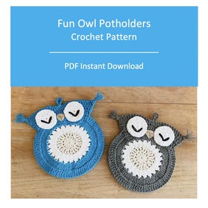 Presina a forma di gufo all'uncinetto, modello PDF scaricabile immediatamente