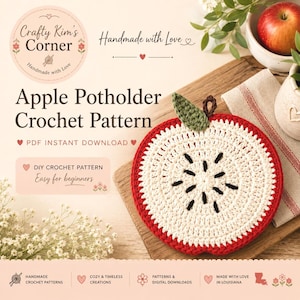 Apple Potholder Crochet Pattern | Instant PDF Download | Kitchen Project