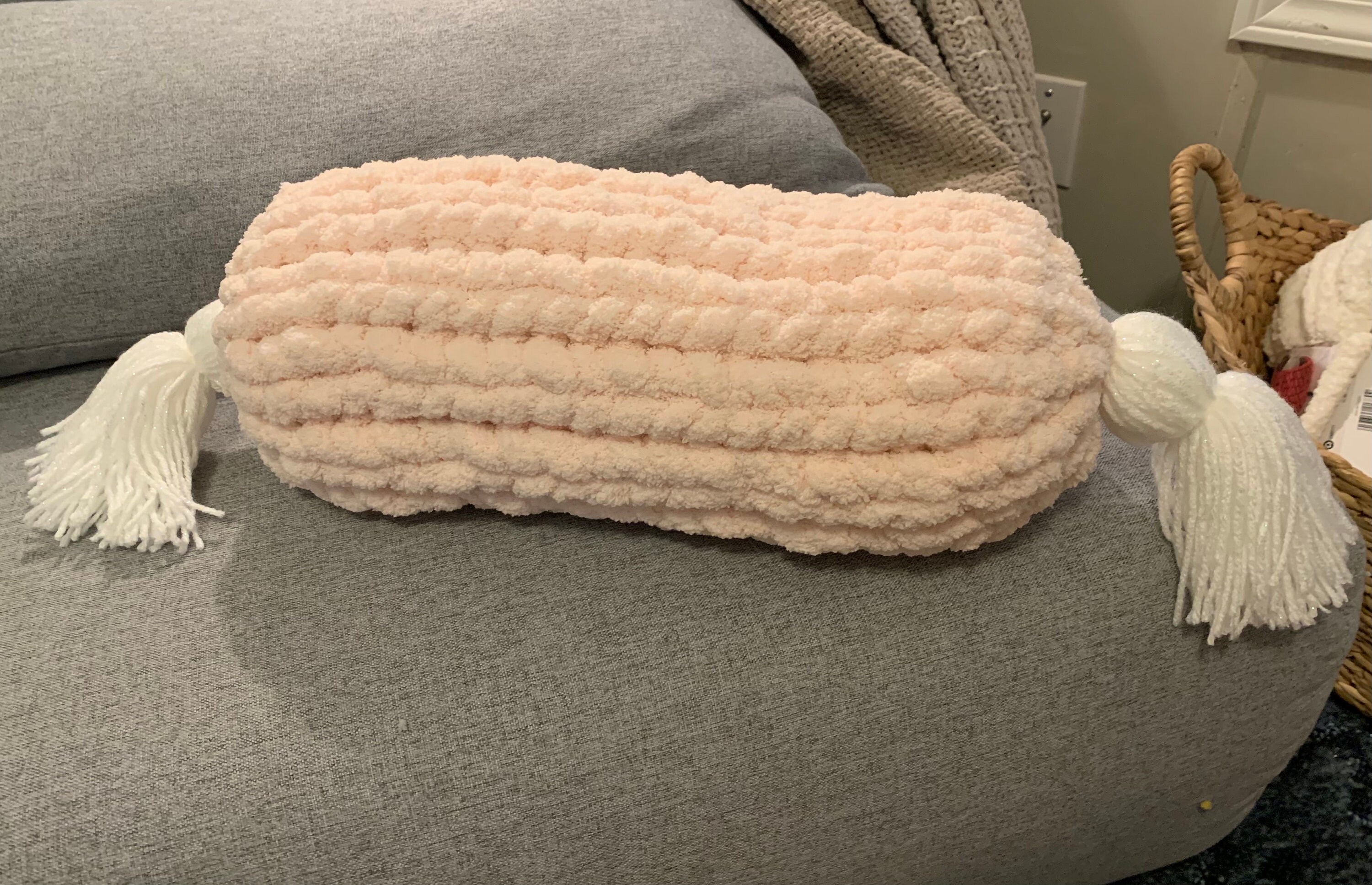 Hand Crocheted Chunky Tube Pillow w/tassels Etsy