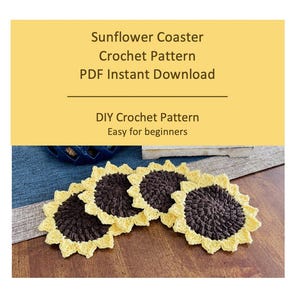 Sunflower Coaster Crochet Pattern Instant PDF Download