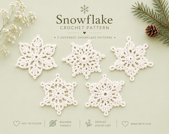 Snowflake Collection Crochet Pattern | 5 Snowflake Patterns | Instant PDF Download