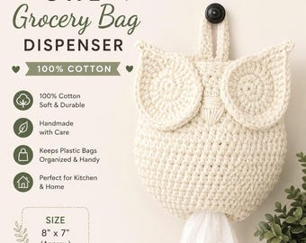 Crochet Owl Grocery Bag Holder | Plastic Bag Dispenser | Farmhouse Storage Gift