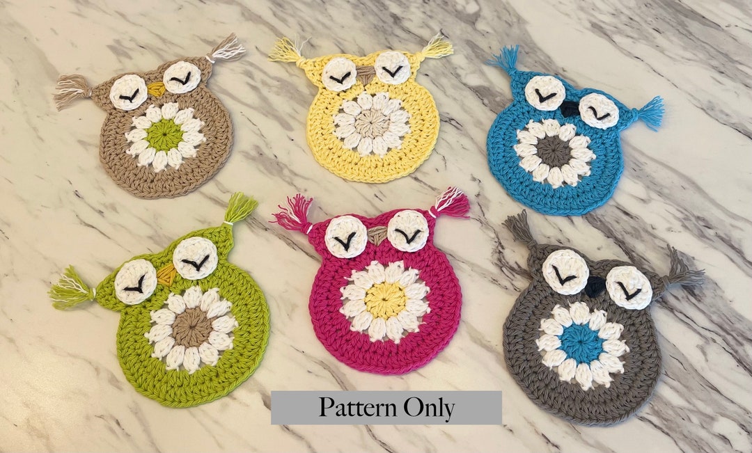 Crochet Owl Coaster Pattern Etsy