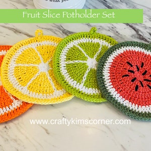 Crocheted Fruity Pot Holders | Watermelon | Lemon | Orange | Lime | Apple | Kitchen Decor | Homemade Gift | Unique Gift