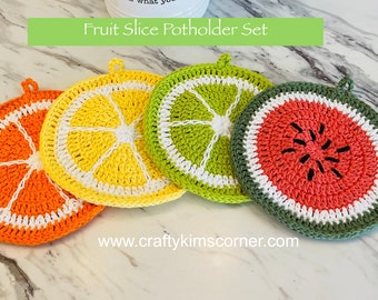 Crocheted Fruity Pot Holders | Watermelon | Lemon | Orange | Lime | Apple | Kitchen Decor | Homemade Gift | Unique Gift