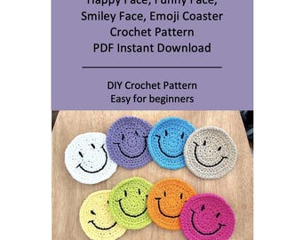 Crochet Emoji Coaster Pattern: Easy Beginner Project (PDF Pattern)