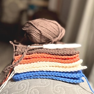 Handmade Cotton Crochet Dish Cloths | Reusable Kitchen Washcloths | Farmhouse Kitchen Decor image 5