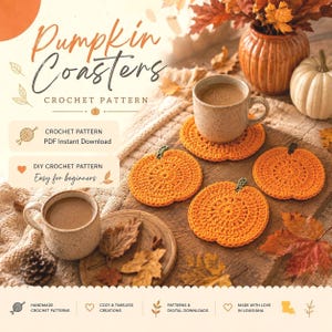Pumpkin Coaster Crochet Pattern | Easy For Beginners | Instant PDF Download