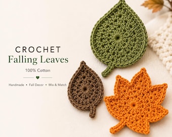 Crochet Falling Leaves | 3 Sizes, Maple, Small, Large | Coasters Mug Rugs | Thanksgiving Table Decor