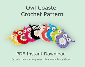 Owl Crochet Pattern | Whimsical Cotton Coasters | Instant PDF Download