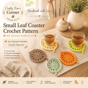 Small Leaf Crochet Pattern | Nature Inspired Coaster | Instant PDF Download