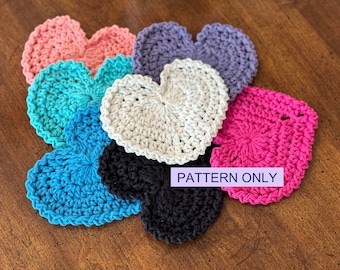 Crochet Heart Coaster Pattern, Pattern Only