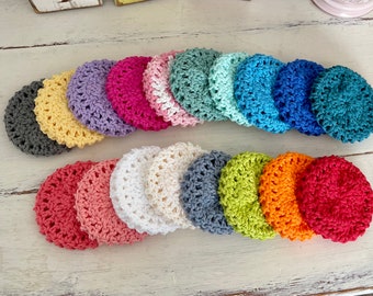 Crocheted face scubbies in assorted colors, reusable scrubbies, washable scrubbies, homemade gift, birthday gift, gift for her