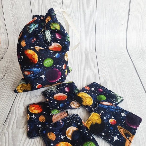 Reusable Face Pads, Reusable Face Wipes, Makeup Wipes, Eco Friendly, Sustainable, Reusable Cotton Pads, Facial Cleansing Pads, Space Gift