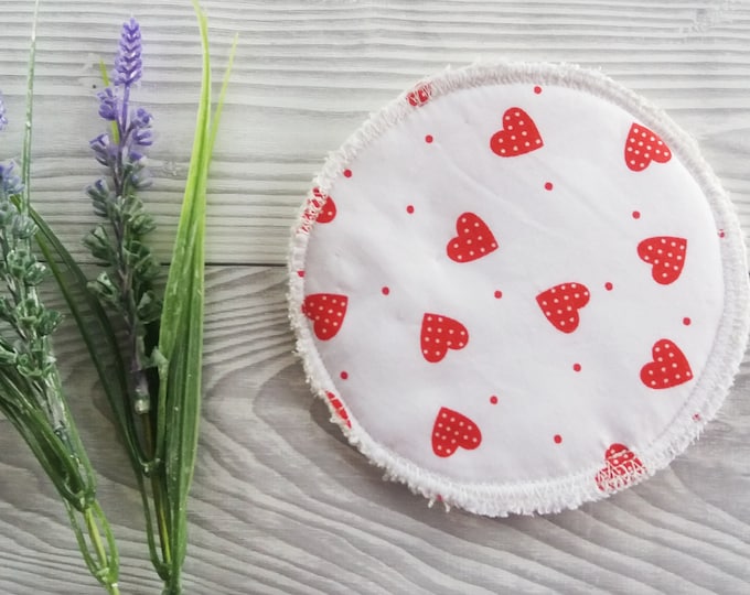 Reusable Breast Pads - Red Hearts