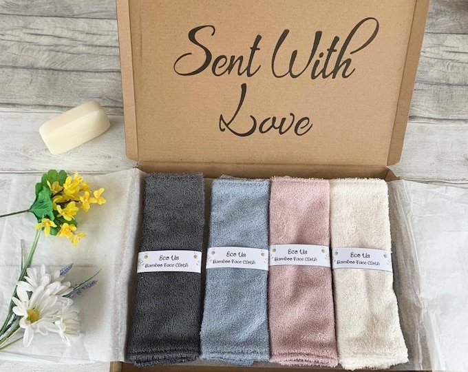 Bamboo Face Cloths Gift Set - Grey / Blue / Rose / Ivory