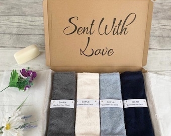 Bamboo Face Cloths Gift Set - Grey / Ivory / Blue / Navy