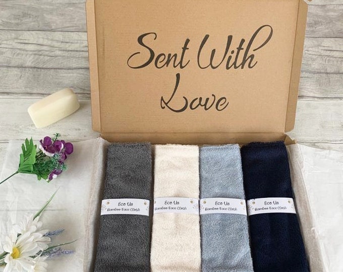 Bamboo Face Cloths Gift Set - Grey / Ivory / Blue / Navy