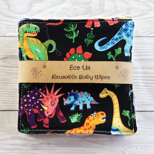 Reusable Baby Wipes, Eco Baby Wipes, Eco Wipes, Cloth Baby Wipes, Zero Waste, Cotton Wipes, Face Cloth, Baby Gift, Dinosaurs, Dinosaur wipes
