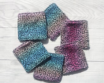 Reusable Face Wipes, Reusable Face Pads, Reusable Makeup Wipes, Eco Friendly, Zero Waste, Cotton Pads, Facial Cleansing. Leopard Print, Gift