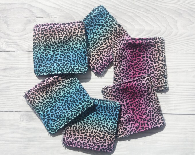 Reusable Face Wipes, Reusable Face Pads, Reusable Makeup Wipes, Eco Friendly, Zero Waste, Cotton Pads, Facial Cleansing. Leopard Print, Gift