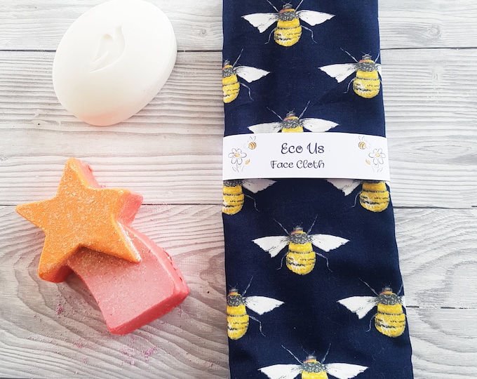 Face Cloth - Bamboo and Cotton - Bees Navy