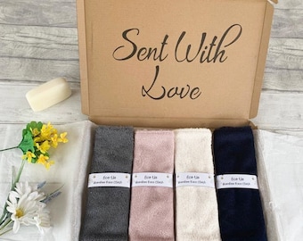 Bamboo Face Cloths Gift Set - Grey / Rose / Ivory / Navy