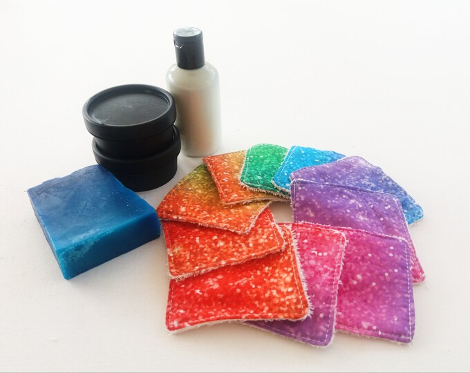 Rainbow Face Wipes, Reusable Face Pads, Reusable Makeup Wipes, Sustainable, Plastic Free,  Cotton Pads, Facial Cleansing, Save the planet