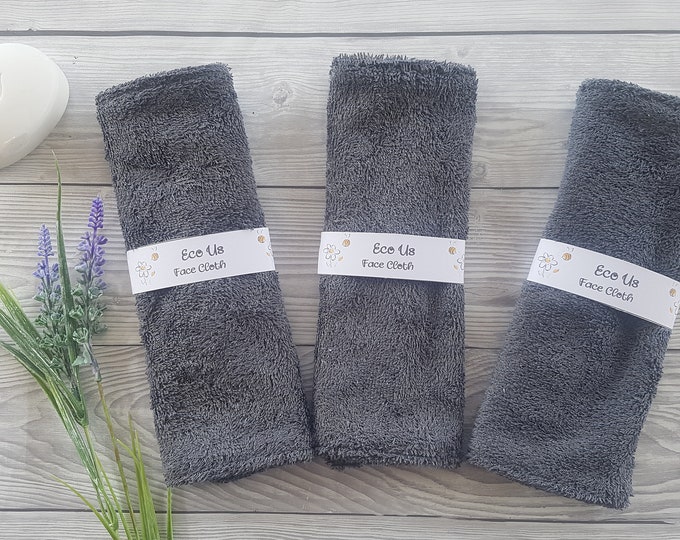 Bamboo Face Cloth / Flannel - Set of 3 - Grey