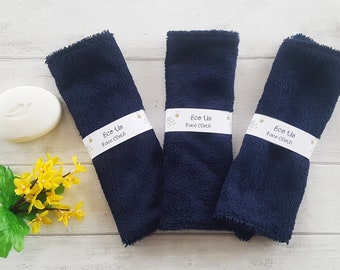 Bamboo Face Cloth / Flannel - Set of 3 - Navy