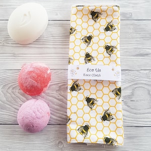 Paño facial de abejas, franela, toallita facial de bambú, tela de bambú, tela ecológica, toallitas ecológicas, tela de franela, toallitas de tela, ecológico, limpiador, regalo de abejas
