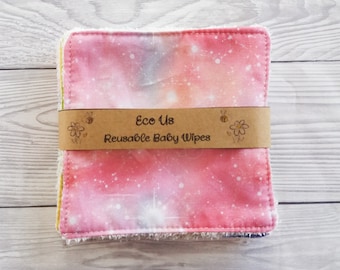 Reusable Bamboo Baby Wipes - Pink Galaxy