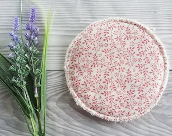 Reusable Breast Pads - Cream Pink Leaves